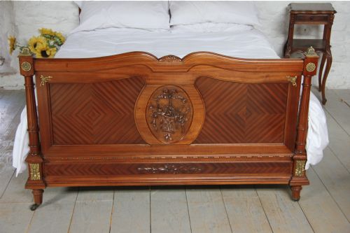 fig 1. French kingsize Walnut bed with oramalu detail