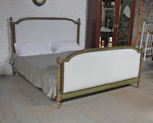Super King Size Louis Xv1 Style Upholstered Bed with Original Painted Frame