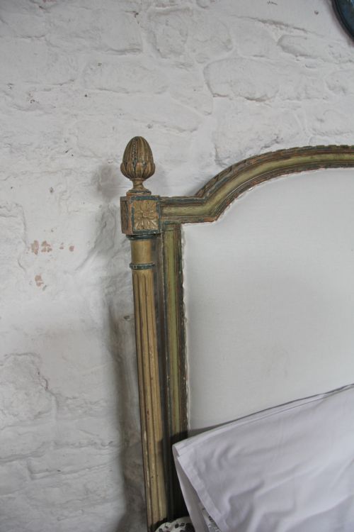 fig 2. Super king size Louis XV1 style upholstered bed with original painted frame