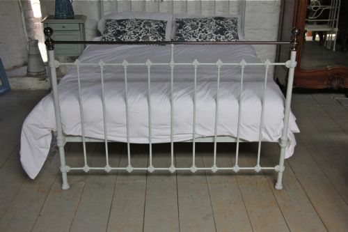 fig 1. Classic Victorian king size bed restored in French grey
