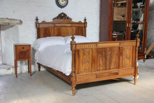 fig 1. Lovely light walnut Henri 11 style double bed