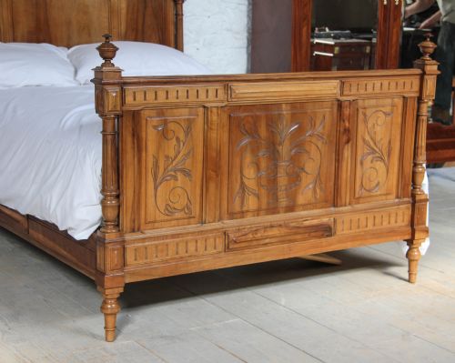 fig 2. Lovely light walnut Henri 11 style double bed