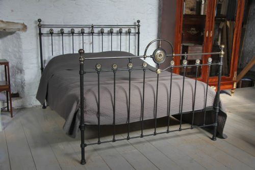 Handsome Large King Size Black and Brass Victorian