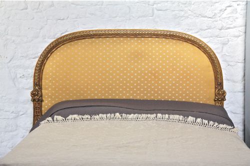 fig 1. Gilded, carved French low end upholstered king size bed