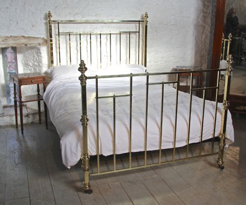Polished and Lacquered King Size All Original Edwardian Brass Bed