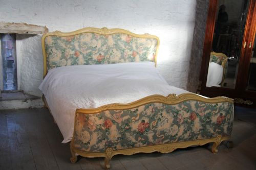 Lovely Original 6'3" Wide and 7' Long French Upholstered Bed Superkingsize