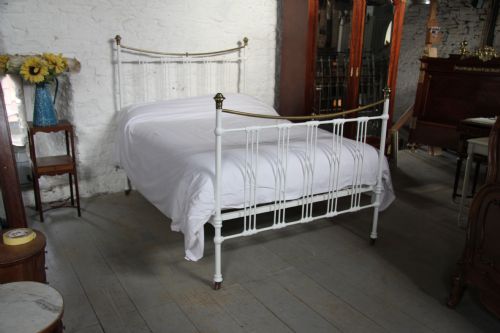 fig 1. Classic Edwardian white iron and brass dip rail bedstead