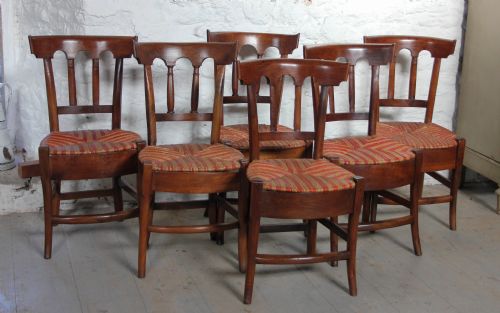 Set of 6 French Cherry Rush Seated Dining Chairs