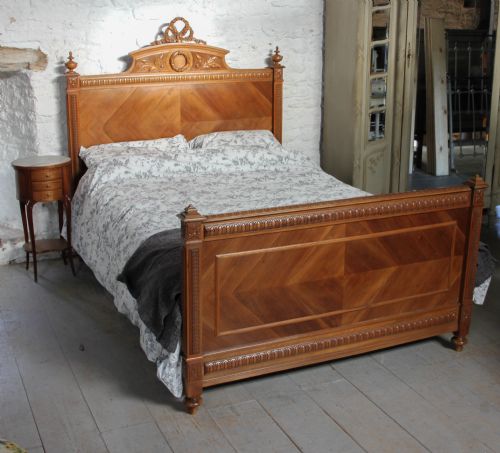French Walnut Henri 11 Double Bed with Garland