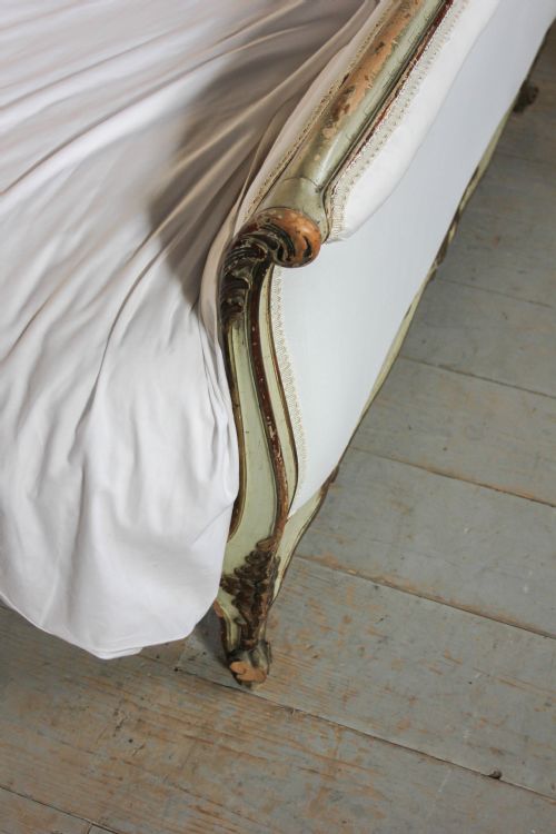 fig 3. French Louis XV newly upholstered to calico king size bed