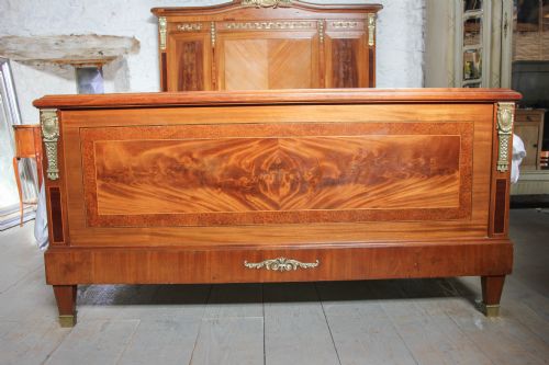fig 1. French mahogany and fruit wood veneer Louis XV1 style king size bed