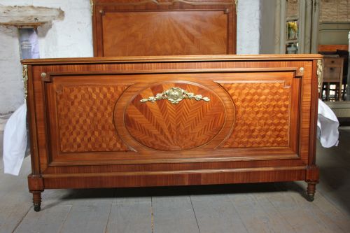 fig 1. King size French mahogany and fruit wood bed with parquetry detail