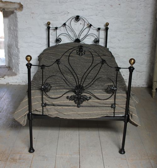 Pretty Early Black and Brass Single Victorian Bed