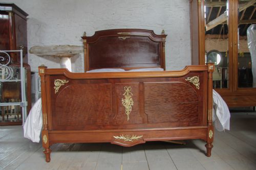 fig 1. Mahogany and burr walnut French bed with ormalu decoaration suitable for kingsize