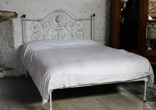 Pretty Kingsize Forged Iron and Brass Bed with No Foot Board