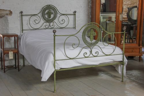 Gorgeous Green Forged Iron Portuguese Bed