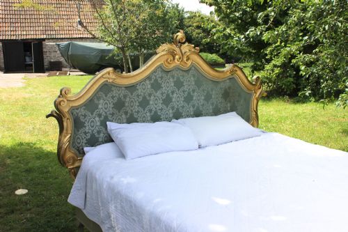 fig 2. 6' Italian gilded carved upholstered low foot board