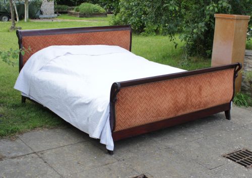 fig 1. Solid mahogany upholstered super king size sleigh bed