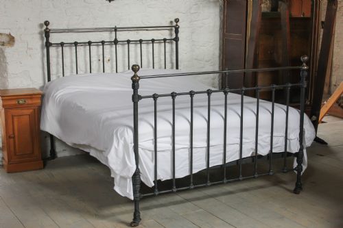 Fabulous Aged Classic King Size Victorian Black and Brass Bed