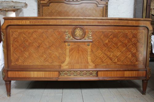 fig 1. Louis XVI style king size parquetry bed with bronze ormalu mounts