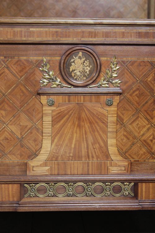 fig 2. Louis XVI style king size parquetry bed with bronze ormalu mounts