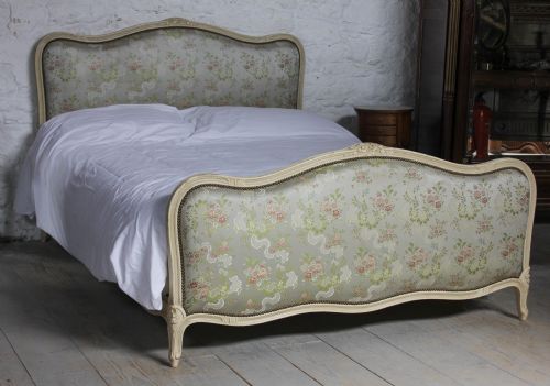 Very Pretty Original Silk Upholstered French Louis Xv Style King Size