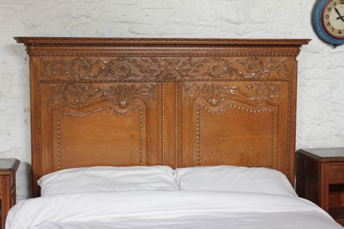 fig 2. Beautiful carved French oak king size bed, matching bedsides and mirror
