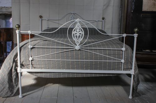 fig 1. Pretty aged white Victorian king size iron