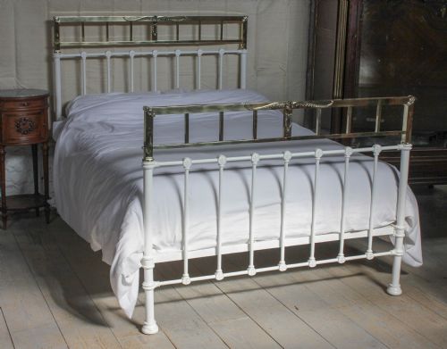 Spanish White and Brass Double Bed