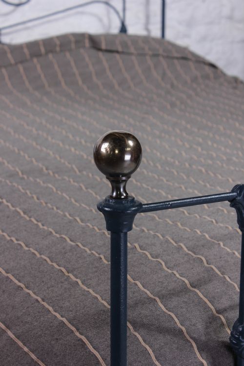 fig 2. Early Victorian iron king size bed in hague blue