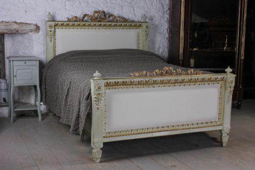 Striking Carved, Gilded French Upholstered King Size