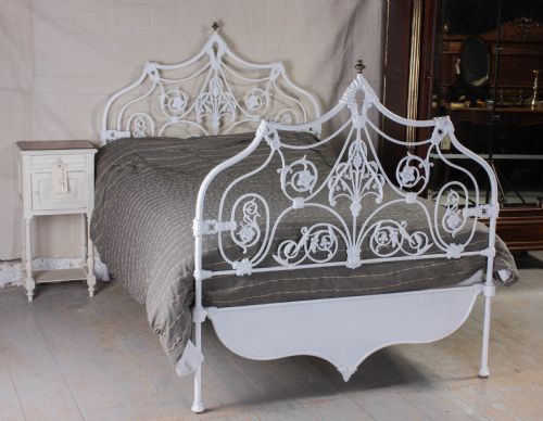 Rare Fancy Early All Iron Double Bed