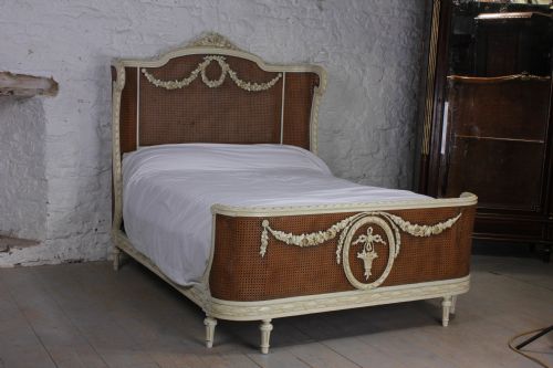 French Carved and Caned Bergere Corbeille King Size
