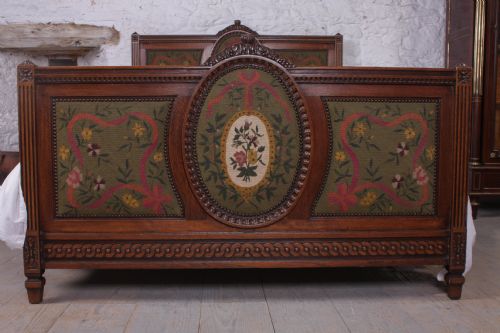 fig 1.  Henri II style Oak carved and tapestry bed