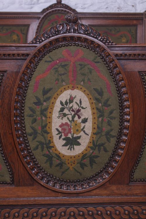 fig 2.  Henri II style Oak carved and tapestry bed