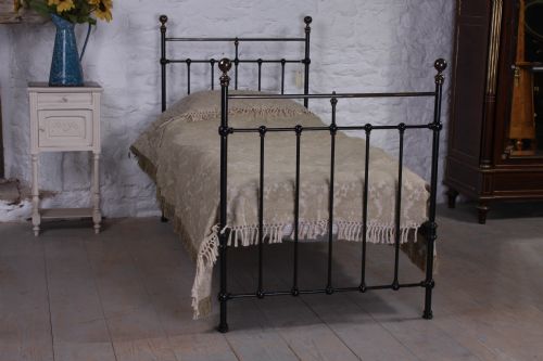 Edwardian Black and Aged Brass Single Bed