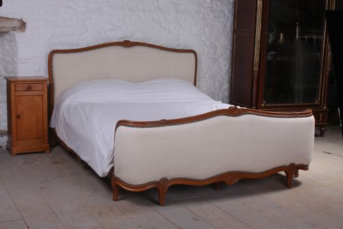 French Antique Linen Upholstered Corbeille King Size