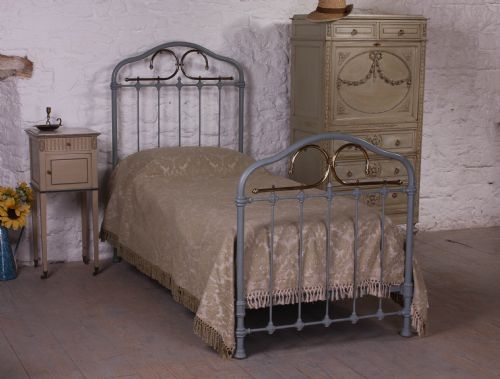 Unusual Attractive French Single Brass and Iron Bed with Base