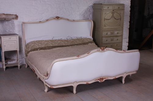Super King Size 6 Ft Full Corbeille Newly Upholstered Bed with Gilding
