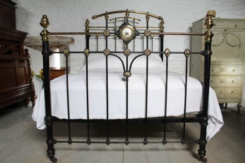 fig 1. All original classic Victorian bed with mother of pearl detail