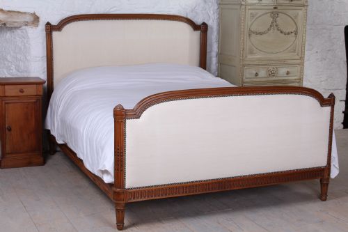 Elegant Empire Style French Newly Upholstered in Antique French Linen