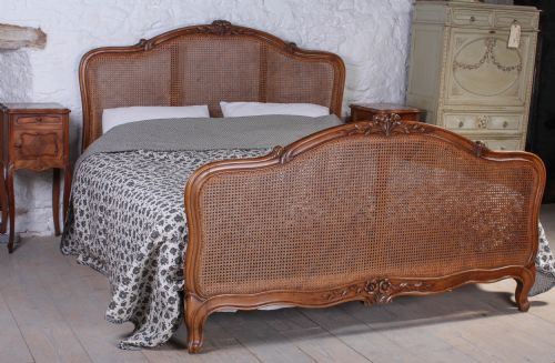 French 6ft Louis Xv Style Super King Size Caned Bed