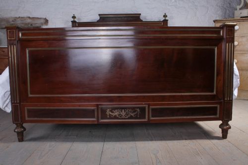 fig 1. Kingsize Empire style mahogany bed with brass inlay and detail