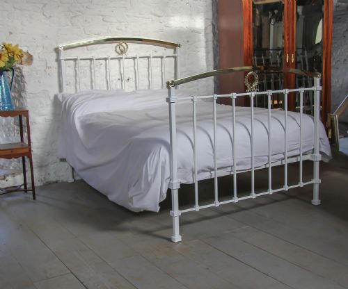 fig 1. Edwardian white and brass double bed