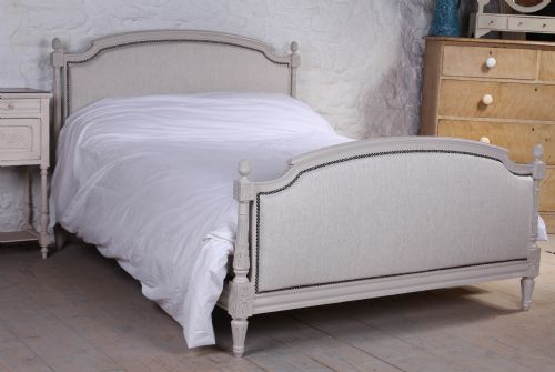 Fully Restored French Newly Upholstered Double Bed.
