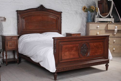 Carved Solid Oak King Size Bed