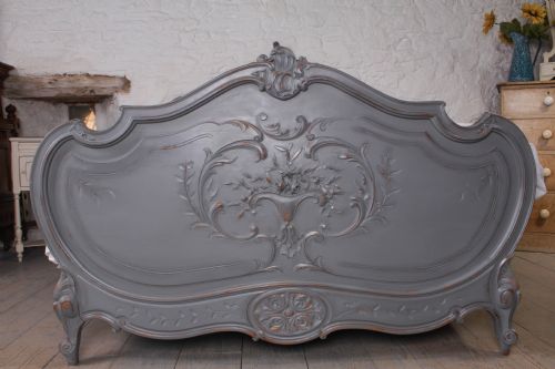 fig 1. Painted carved kingsize Louis XV style bed