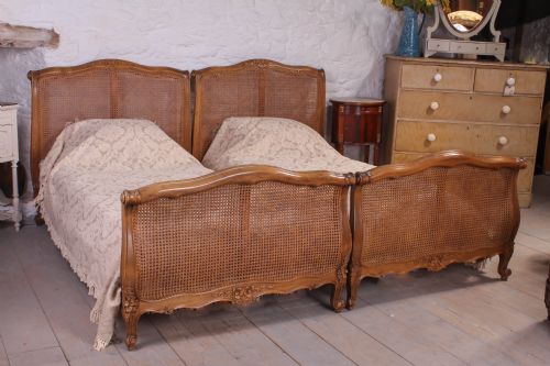 Lovely Pair of Single Meter Wide French  Cane Beds