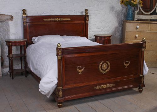 Handsome Napoleon II Empire Style Mahogany and Fruit Wood King Size Bed