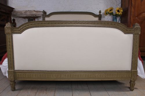 fig 1. Gorgeous French naturally aged eau de nil frame king size upholstered